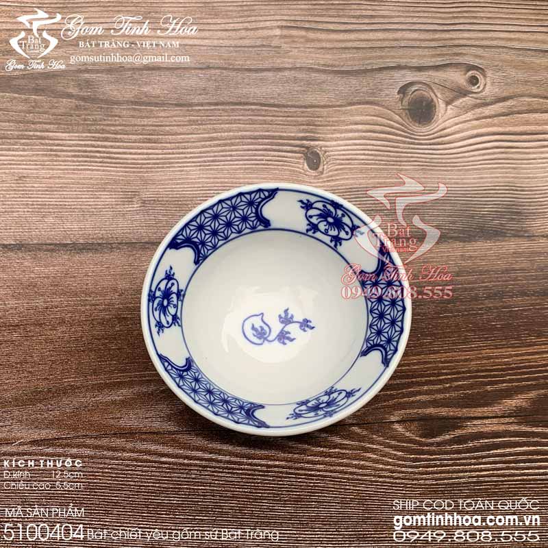 Bát chiết yêu gốm sứ Bát Tràng cao cấp Gốm Tinh Hoa Bát chiết yêu 12cm hoa chanh