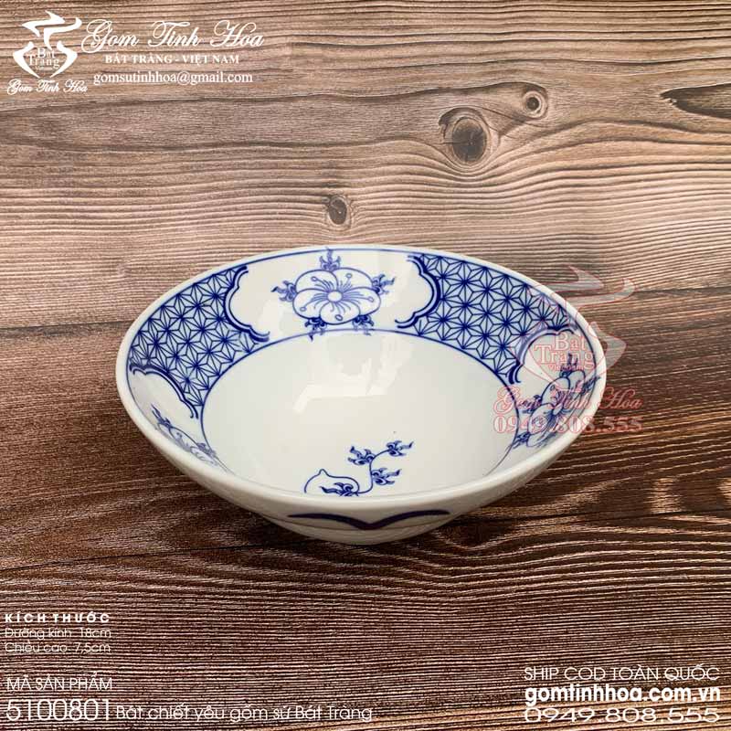 Bát chiết yêu gốm sứ Bát Tràng cao cấp Gốm Tinh Hoa Bát chiết yêu 18cm hoa chanh