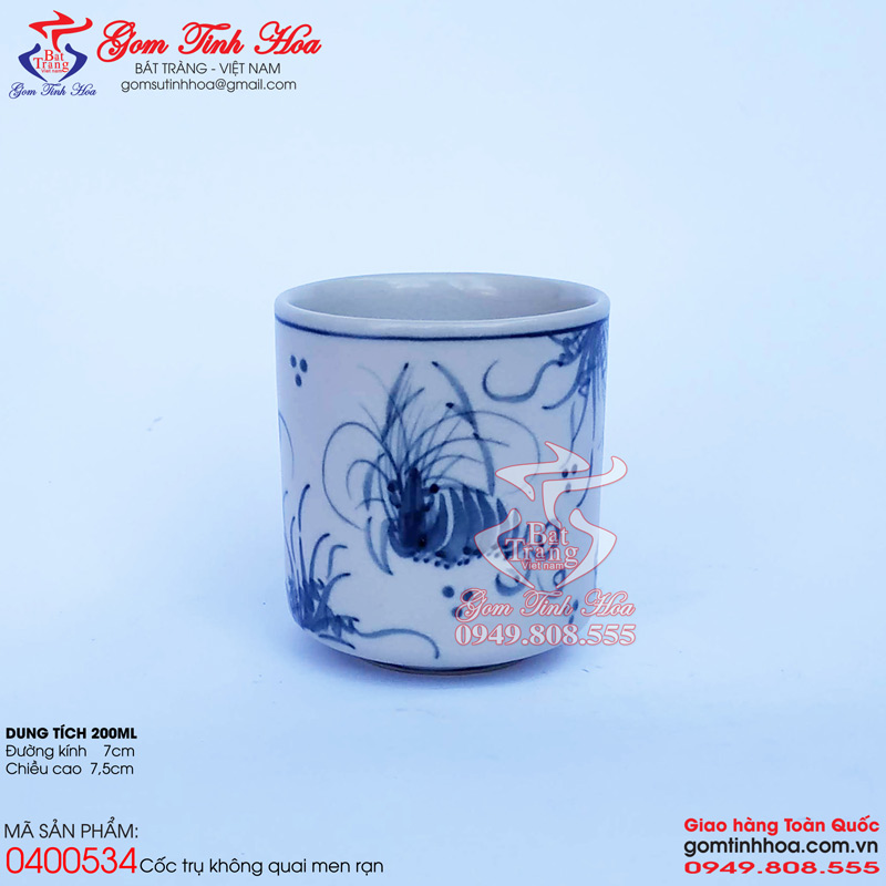 Cốc uống trà Cốc uống cafe Cốc sứ không quai men rạn cổ Gốm Tinh Hoa Bát Tràng Cốc uống trà men rạn vẽ tôm cua cá