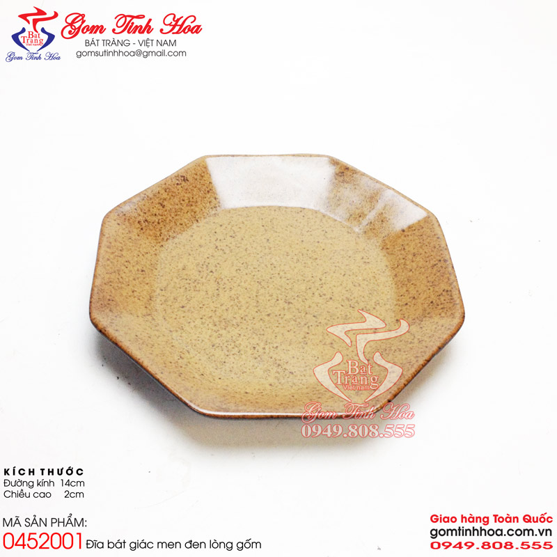 Đĩa bát giác đồ dùng nhà hàng đồ dùng quán cafe Gốm Tinh Hoa Bát Tràng Đĩa sứ bát giác đồ dùng nhà hàng, đồ dùng quán cà phê