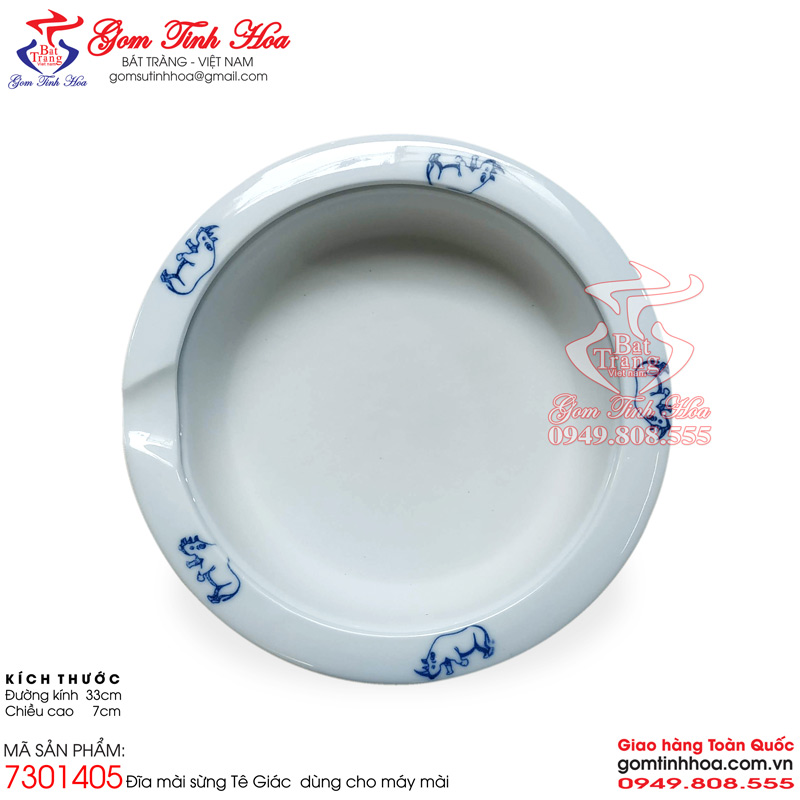 Đĩa mài sừng tê giác gốm sứ cao cấp Gốm Tinh Hoa Bát Tràng Đĩa mài sừng tê giác dùng cho máy mài