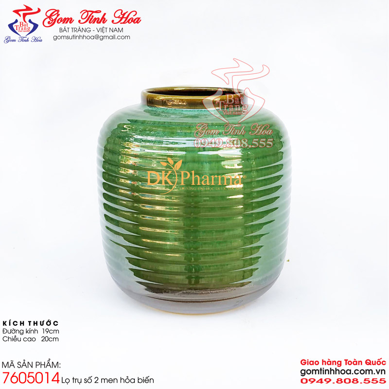 Lọ cắm hoa đẹp men hỏa biến Gốm Tinh Hoa Bát Tràng Lọ cắm hoa đẹp men hỏa biến màu ngọc lục bảo