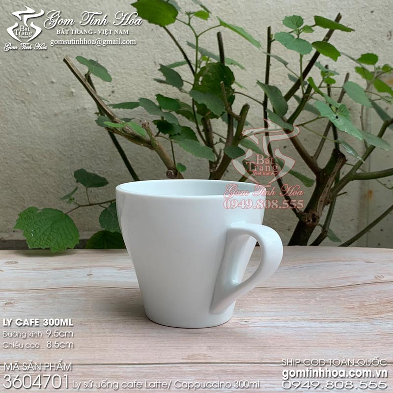 Ly cốc sứ uống cafe latte cappuccino gốm sứ Bát Tràng cao cấp Gốm Tinh Hoa Ly cốc sứ uống cafe latte cappuccino 300ml