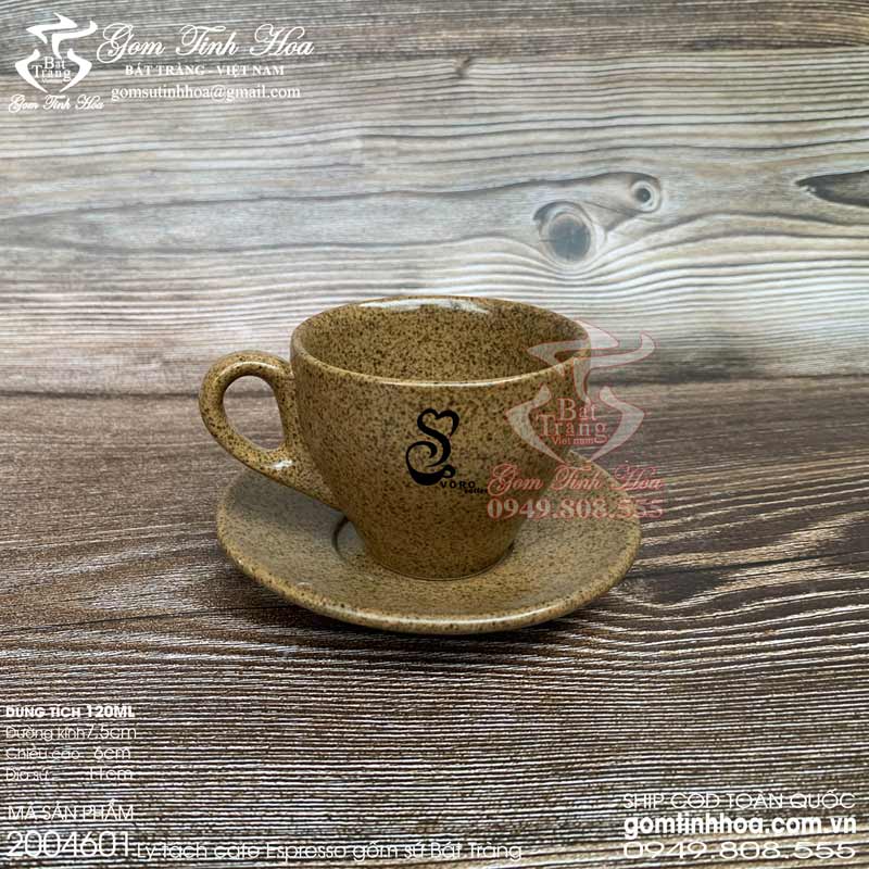 Ly tách cafe Espresso Ly cốc tách quán cà phê Gốm Tinh Hoa Bát Tràng Ly tách cafe Espresso 120ml gốm sứ men gốm tuyền