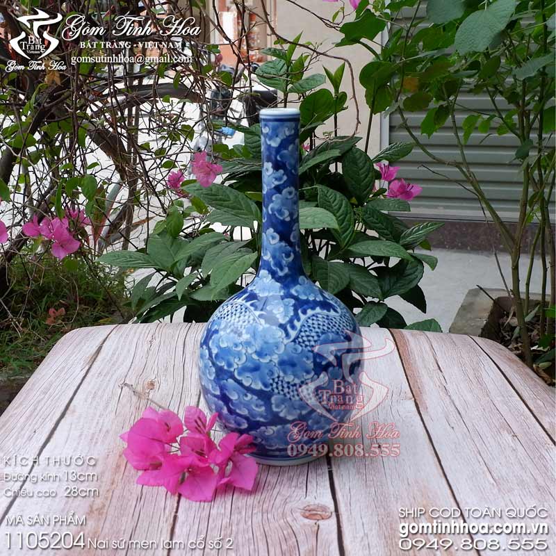 Nai sứ men lam cổ gốm sứ Bát Tràng cao cấp Gốm Tinh Hoa Nai sứ men lam cổ vẽ rồng ẩn gốm sứ giả cổ Bát Tràng