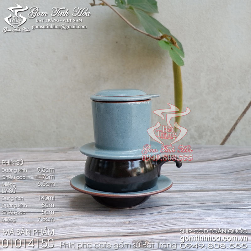 Phin pha cafe bằng gốm sứ men tấm màu Gốm Tinh Hoa Bát Tràng Phin pha cafe bằng gốm sứ men tấm màu ngọc lam