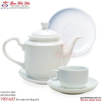 Ấm chén CK trắng số 2