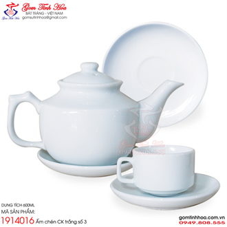 Ấm chén Hongkong trắng