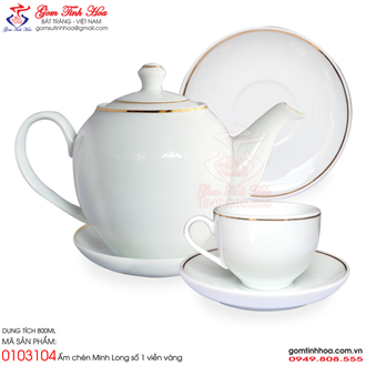 Bộ ấm trà Minh Long số 1 viền vàng 24K