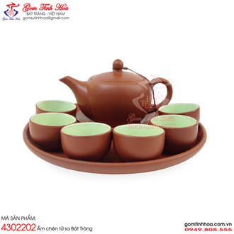 Bộ ấm trà gốm tử sa dáng Nhật mini gốm son