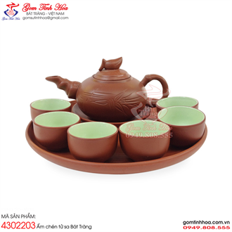 Bộ trà tử sa Trúc mini gốm son