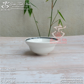 Bát chiết yêu 12cm men kem kẻ chỉ miệng