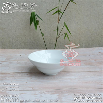 Bát chiết yêu 14cm men trắng