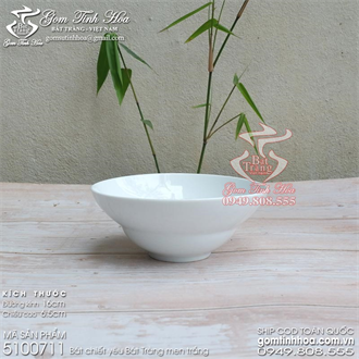 Bát chiết yêu 16cm men trắng