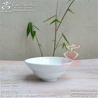 Bát chiết yêu 18cm men trắng