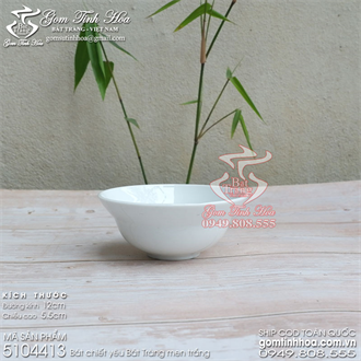 Bát chiết yêu 12cm men trắng