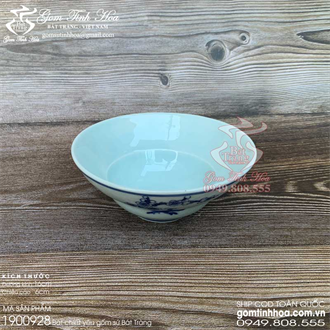 Bát chiết yêu men lam cổ 16cm vẽ rồng hóa