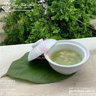 Thố sứ có nắp gốm sứ men trắng