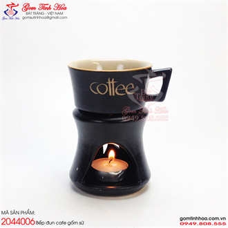 Bếp đun cafe gốm sứ cốc loe lòng thủy tinh