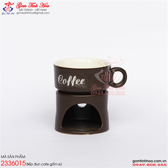 Bếp đun cà phê bằng gốm men nâu lòng trắng