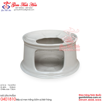 Bếp sứ hâm nóng đồ ăn đốt nến men trắng ngà