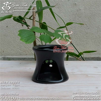 Bếp sứ bộ ly tách cafe đốt nến men đen