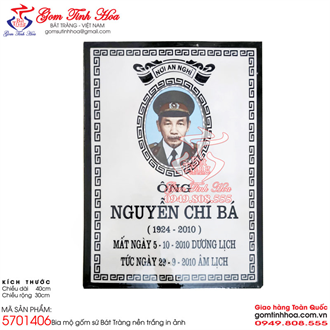 Bia mộ gốm sứ in ảnh Bia mộ bằng sứ nền men trắng