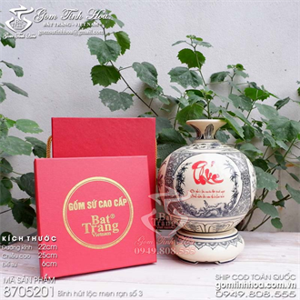 Bình hút lộc Tứ quý men rạn Chu Đậu
