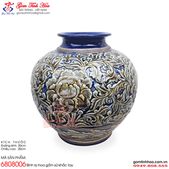 Bình lọ cắm hoa cúc khắc hoa phù dung