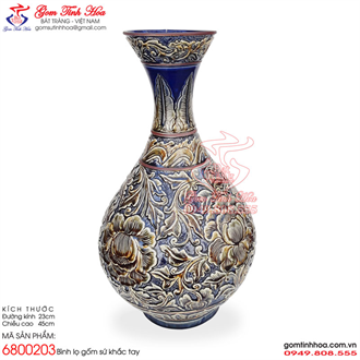 Bình tỳ bà khắc hoa phù dung