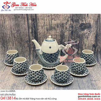 Bộ ấm trà Cá Chép men rạn