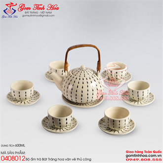 Bộ ấm trà quai mây phẩy mưa