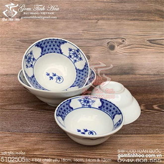 Bộ 4 bát chiết yêu hoa chanh