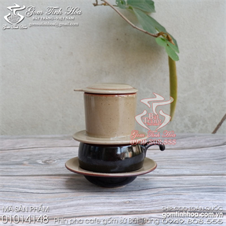 Phin pha cafe bằng gốm sứ men tấm màu nâu
