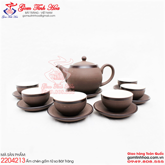 Bộ trà gốm tử sa ganh nâu chỉ Chocolate