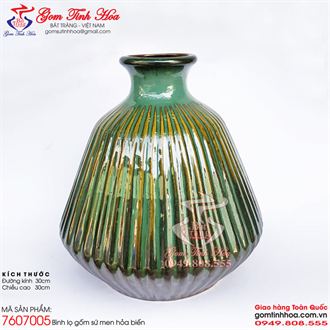 Chai sứ cắm hoa men hỏa biến màu ngọc lục bảo