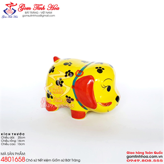 Chó sứ tiết kiệm đẹp men vàng