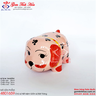 Chó sứ tiết kiệm màu hồng