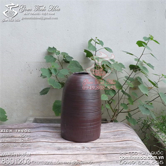 Chum sành 42cm cắm cành đào vân gạch