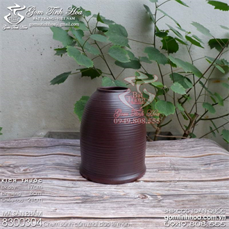 Chum gốm sành dáng quả chuông 21cm cắm hoa đào hoa lê hoa mận