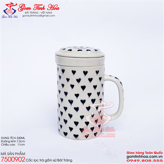 Cốc lọc chè gốm sứ vẽ tim
