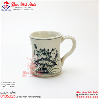 Cốc sứ men rạn cổ vẽ hoa sen