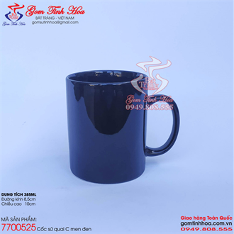 Cốc sứ quai chữ C men đen