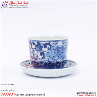 Cốc tách uống trà hoa dây men lam cổ