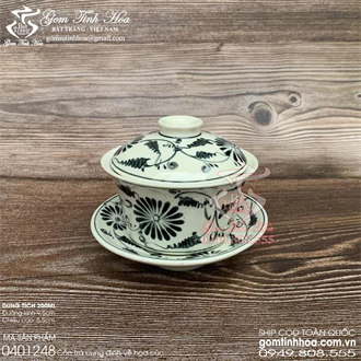 Cốc uống trà hoa vẽ hoa cúc dây