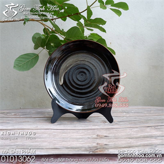 Đĩa sứ 17cm men hỏa biến màu đen