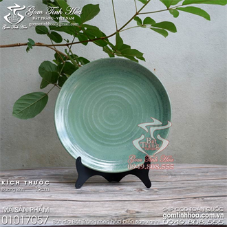 Đĩa sứ 19cm men hỏa biến sao xanh