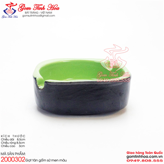 Gạt tàn gốm sứ men đen lòng xanh