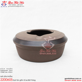 Gạt tàn gốm tử sa ganh nâu chỉ Chocolate
