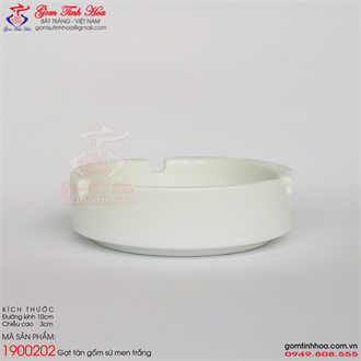 Gạt tàn thuốc lá gốm sứ men trắng